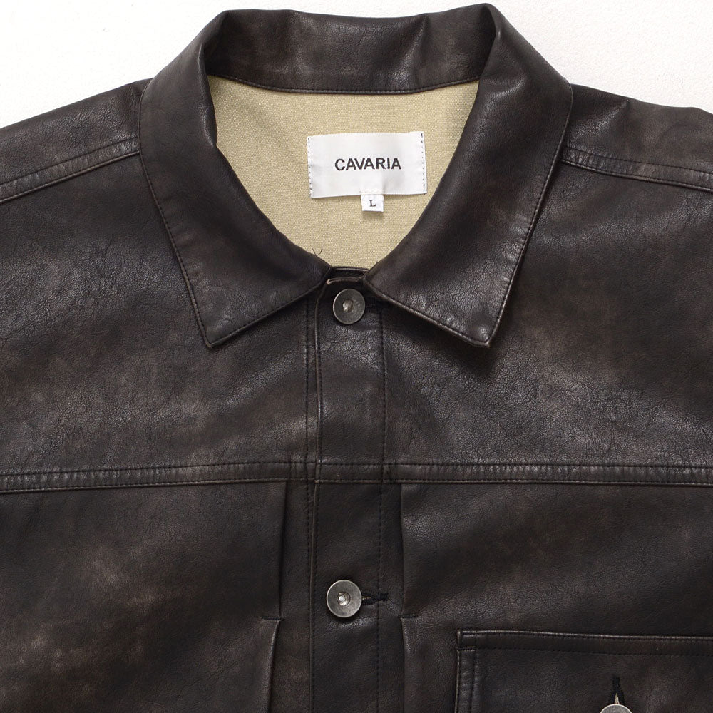 キャバリア CavariA CavariA ヴィンテージライクフェイクレザーGジャン （BRN(ブラウン)） BRN(ブラウン)
