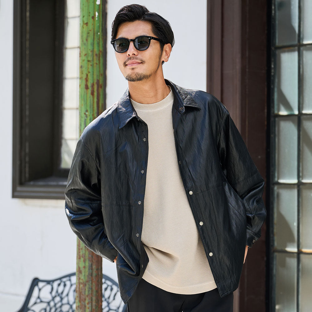 キャバリア CavariA CavariA ピグメントワッフルカットソー 長袖Tシャツ （BLACK(ブラック)） BLACK(ブラック)