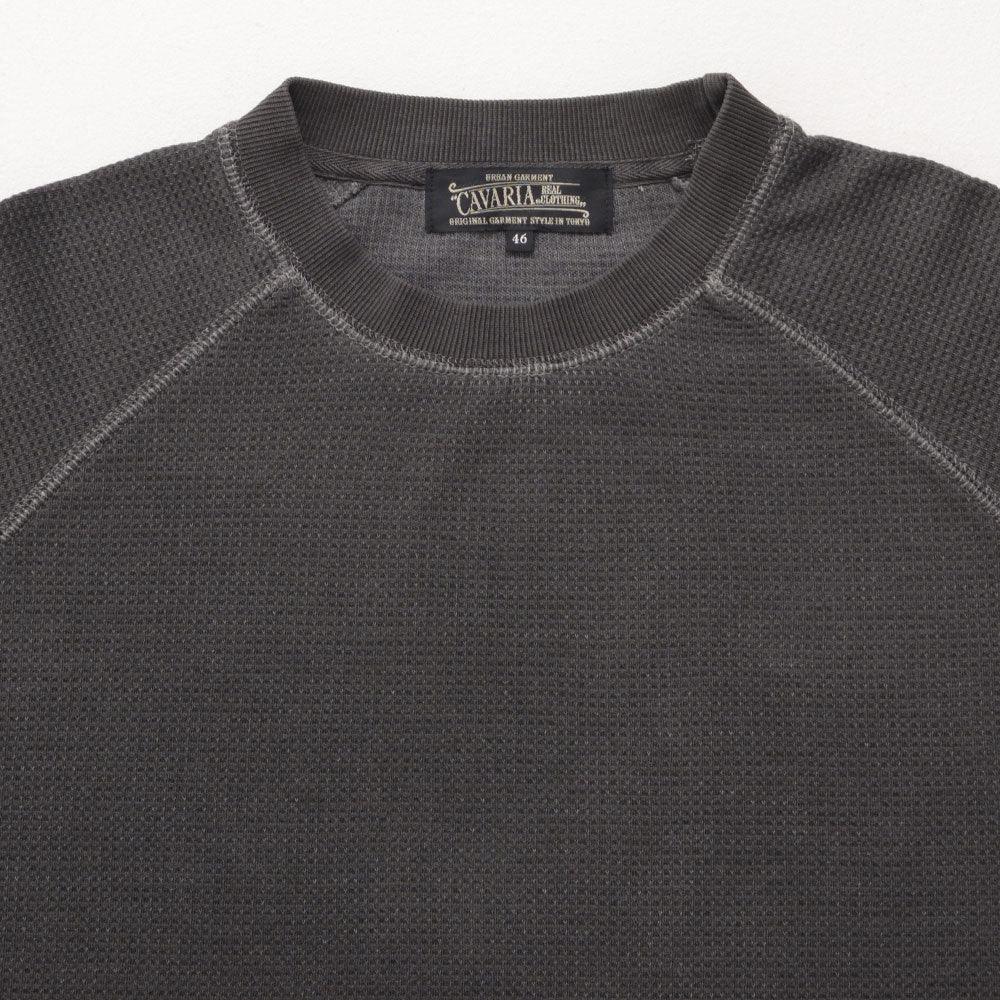 キャバリア CavariA CavariA ピグメントワッフルカットソー 長袖Tシャツ （BLACK(ブラック)） BLACK(ブラック)