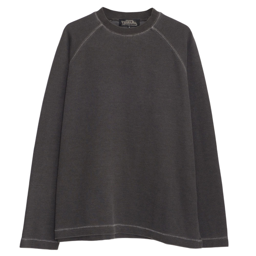 キャバリア CavariA CavariA ピグメントワッフルカットソー 長袖Tシャツ （BLACK(ブラック)） BLACK(ブラック)