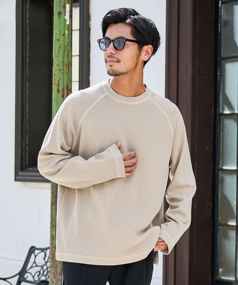 キャバリア CavariA CavariA ピグメントワッフルカットソー 長袖Tシャツ （BEIGE(ベージュ)） BEIGE(ベージュ)