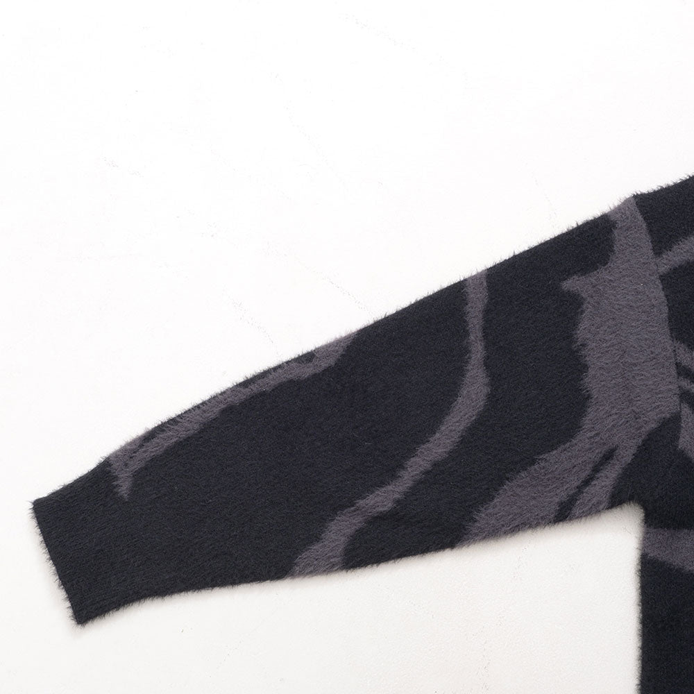 キャバリア CavariA CavariA 5Gフェザーヤーンマーブル柄クルー ニット （02.BLK×CHA(ブラック×チャコール)） 02.BLK×CHA(ブラック×チャコール)