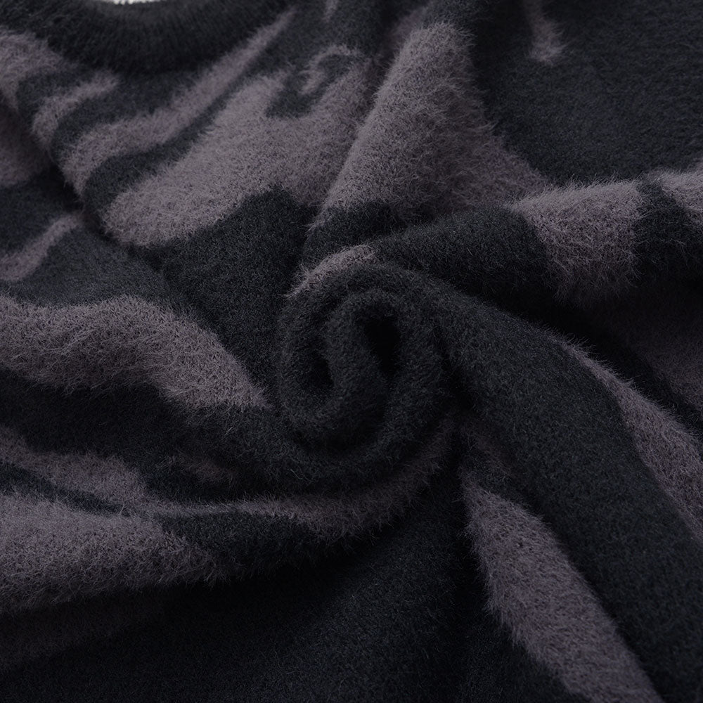 キャバリア CavariA CavariA 5Gフェザーヤーンマーブル柄クルー ニット （02.BLK×CHA(ブラック×チャコール)） 02.BLK×CHA(ブラック×チャコール)