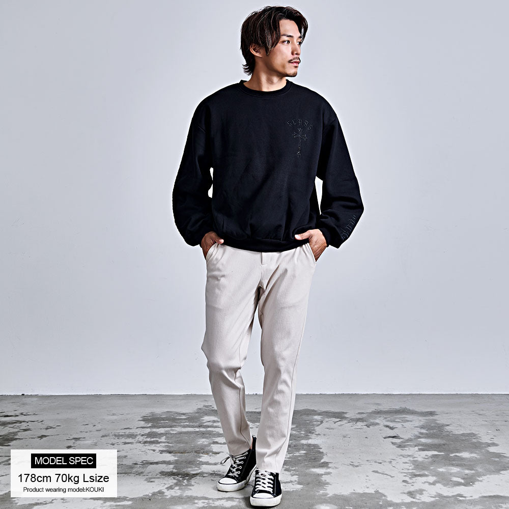 キャバリア CavariA CavariA ペイズリークロスアップリケトレーナー （BLK×WHT(ブラック×ホワイト)） BLK×WHT(ブラック×ホワイト)