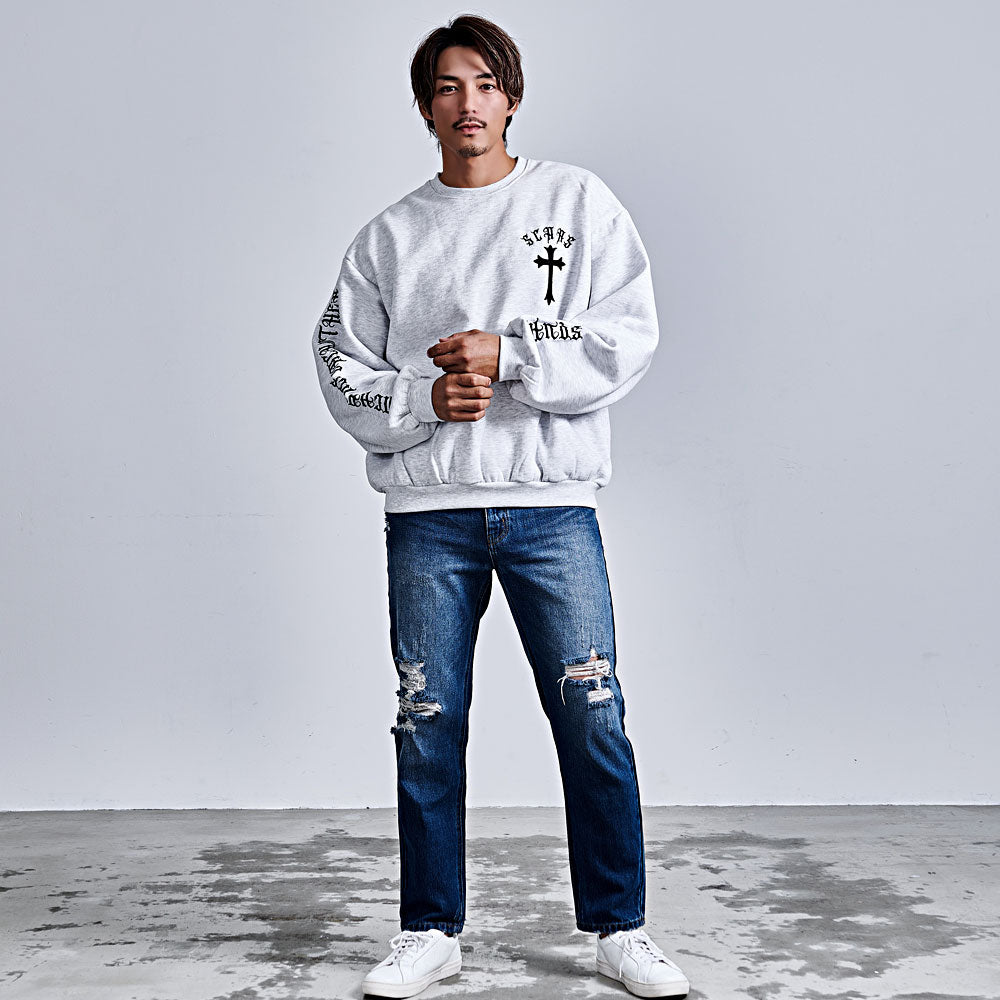 キャバリア CavariA CavariA ペイズリークロスアップリケトレーナー （BLK×WHT(ブラック×ホワイト)） BLK×WHT(ブラック×ホワイト)