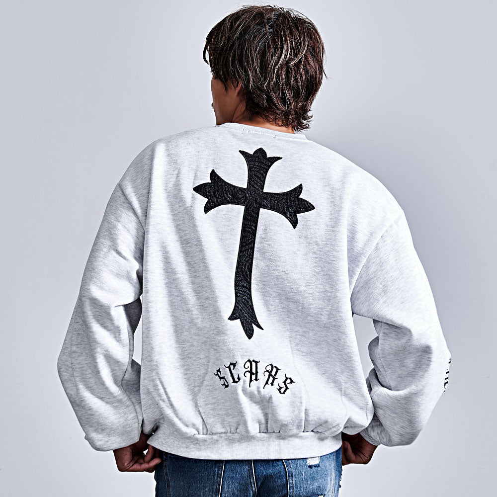 キャバリア CavariA CavariA ペイズリークロスアップリケトレーナー （BLK×WHT(ブラック×ホワイト)） BLK×WHT(ブラック×ホワイト)