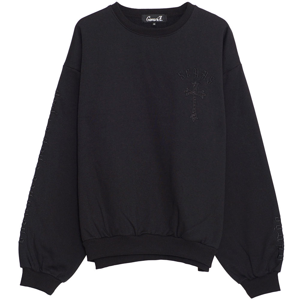 キャバリア CavariA CavariA ペイズリークロスアップリケトレーナー （BLK×WHT(ブラック×ホワイト)） BLK×WHT(ブラック×ホワイト)