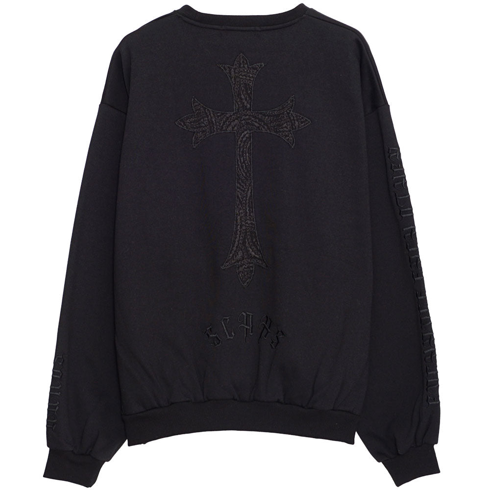 キャバリア CavariA CavariA ペイズリークロスアップリケトレーナー （BLK×WHT(ブラック×ホワイト)） BLK×WHT(ブラック×ホワイト)