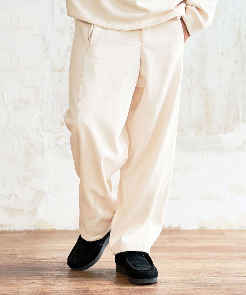 キャバリア CavariA CavariA ドビー裏起毛ワイドパンツ （WHT(ホワイト)） WHT(ホワイト)