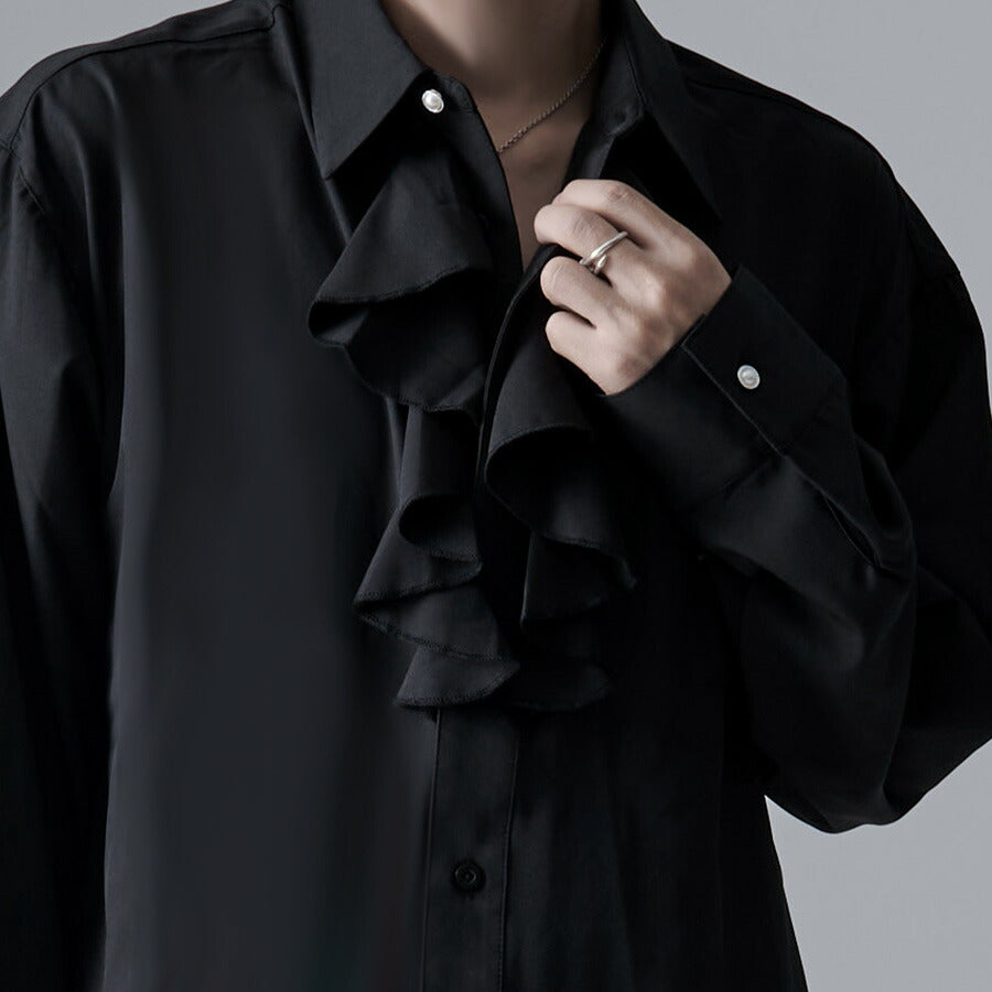 キャバリア CavariA CavariA フリル長袖シャツ （BLK(ブラック)） BLK(ブラック)