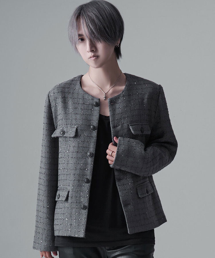 キャバリア CavariA CavariA ツイードノーカラーJKT （GRY(グレー)） GRY(グレー)