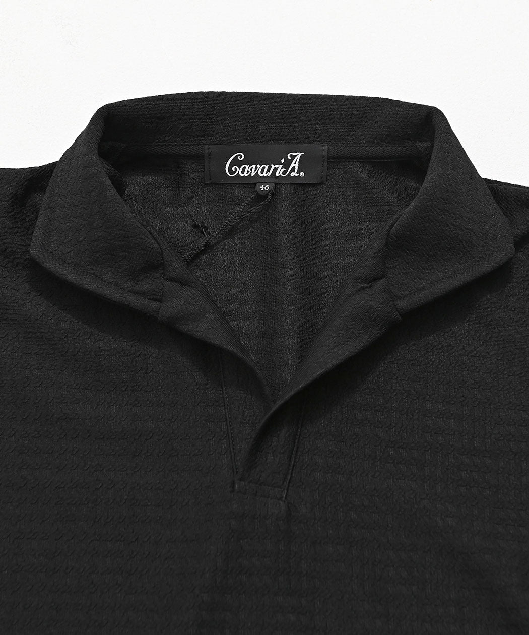 キャバリア CavariA CavariA ブリスター千鳥イタリアンカラー半袖ポロシャツ （90(BLK/ブラック)） 90(BLK/ブラック)