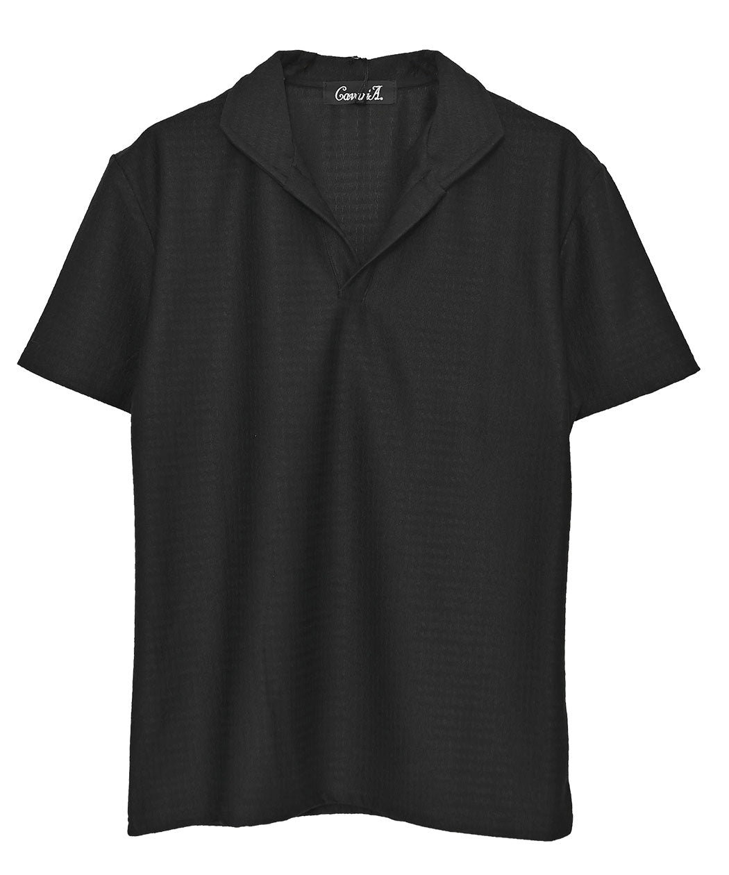 キャバリア CavariA CavariA ブリスター千鳥イタリアンカラー半袖ポロシャツ （90(BLK/ブラック)） 90(BLK/ブラック)