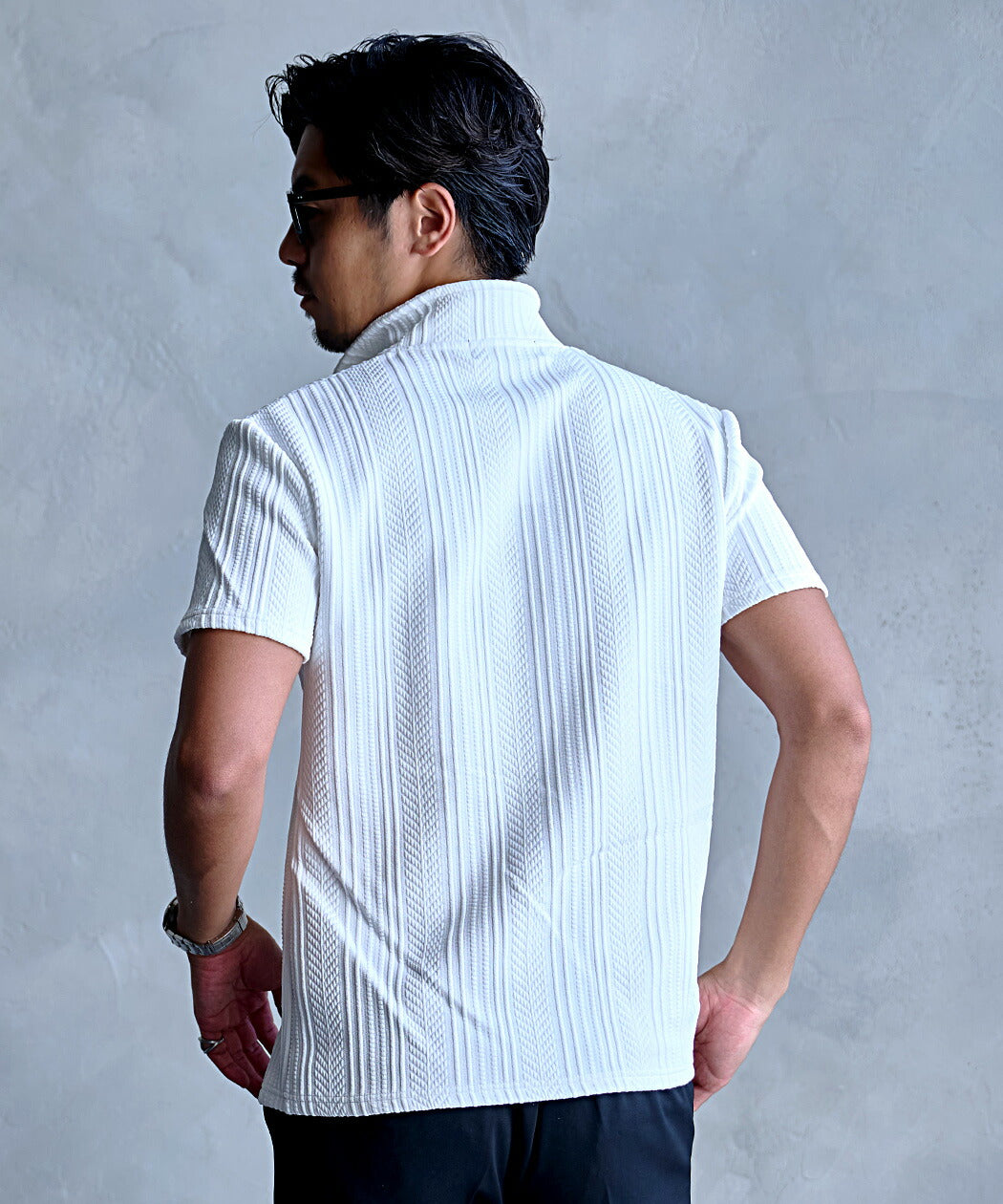 キャバリア CavariA CavariA 立体ストライプイタリアンカラー半袖ポロシャツ （70(NAVY/ネイビー)） 70(NAVY/ネイビー)