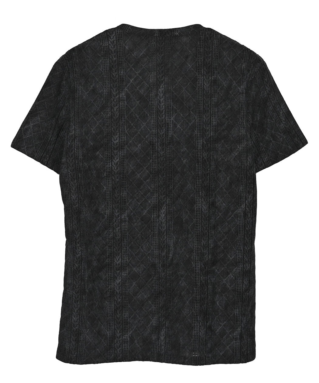 キャバリア CavariA CavariA 汚し加工格子ケーブル半袖VネックTEE （10(GRY/グレー)） 10(GRY/グレー)