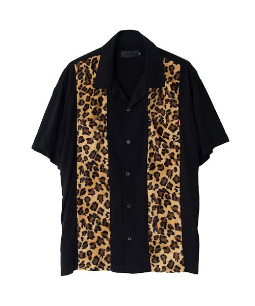 ラズ RAZZ RAZZIS ヒョウ柄切り替え半袖シャツ メンズ RAZZIS ラズ ブランド おしゃれ 半袖 トップス オープンカラー 開襟シャツ キューバシャツ