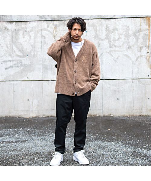 ラズ RAZZ RAZZIS Rロゴ刺繍フェザーヤーンカーディガン 羽織