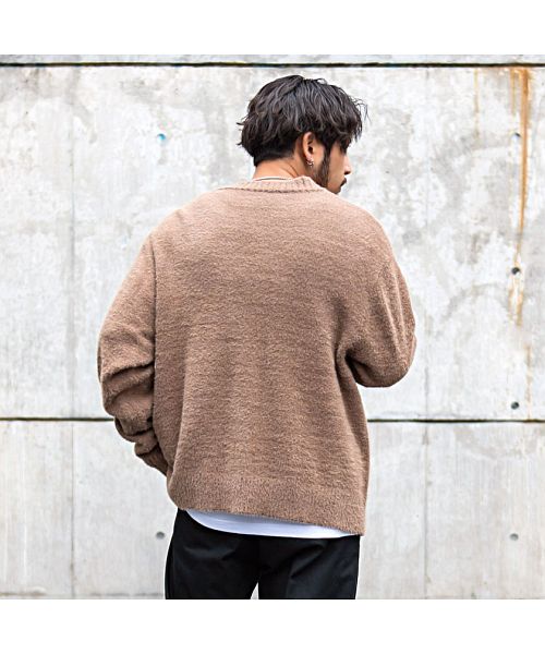 ラズ RAZZ RAZZIS Rロゴ刺繍フェザーヤーンカーディガン 羽織