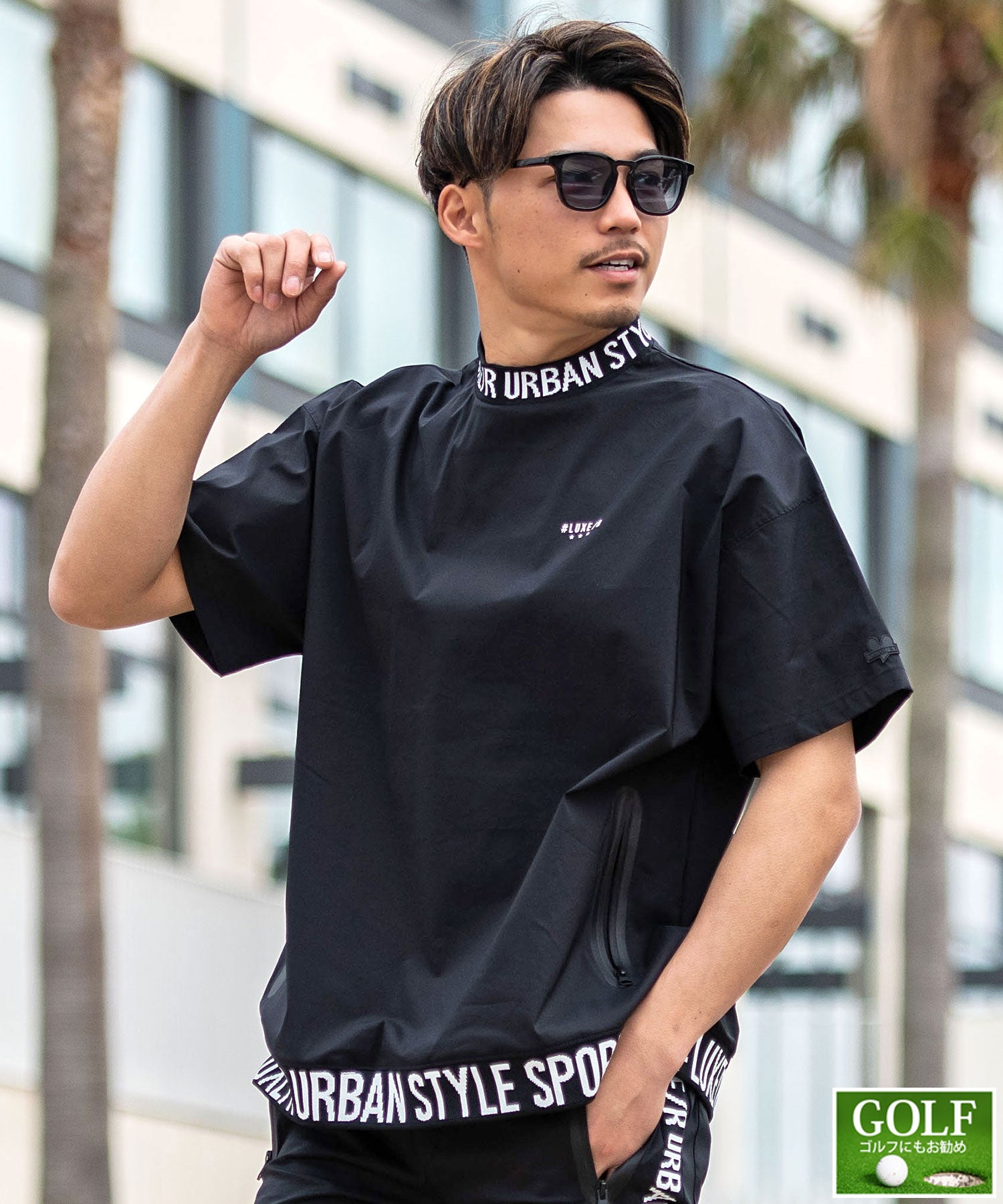 シルバーバレットセレクト SB Select LUXE/R ストレッチナイロンモックネック半袖Tシャツ ゴルフ （4-4(BLK/ブラック)） 4-4(BLK/ブラック)