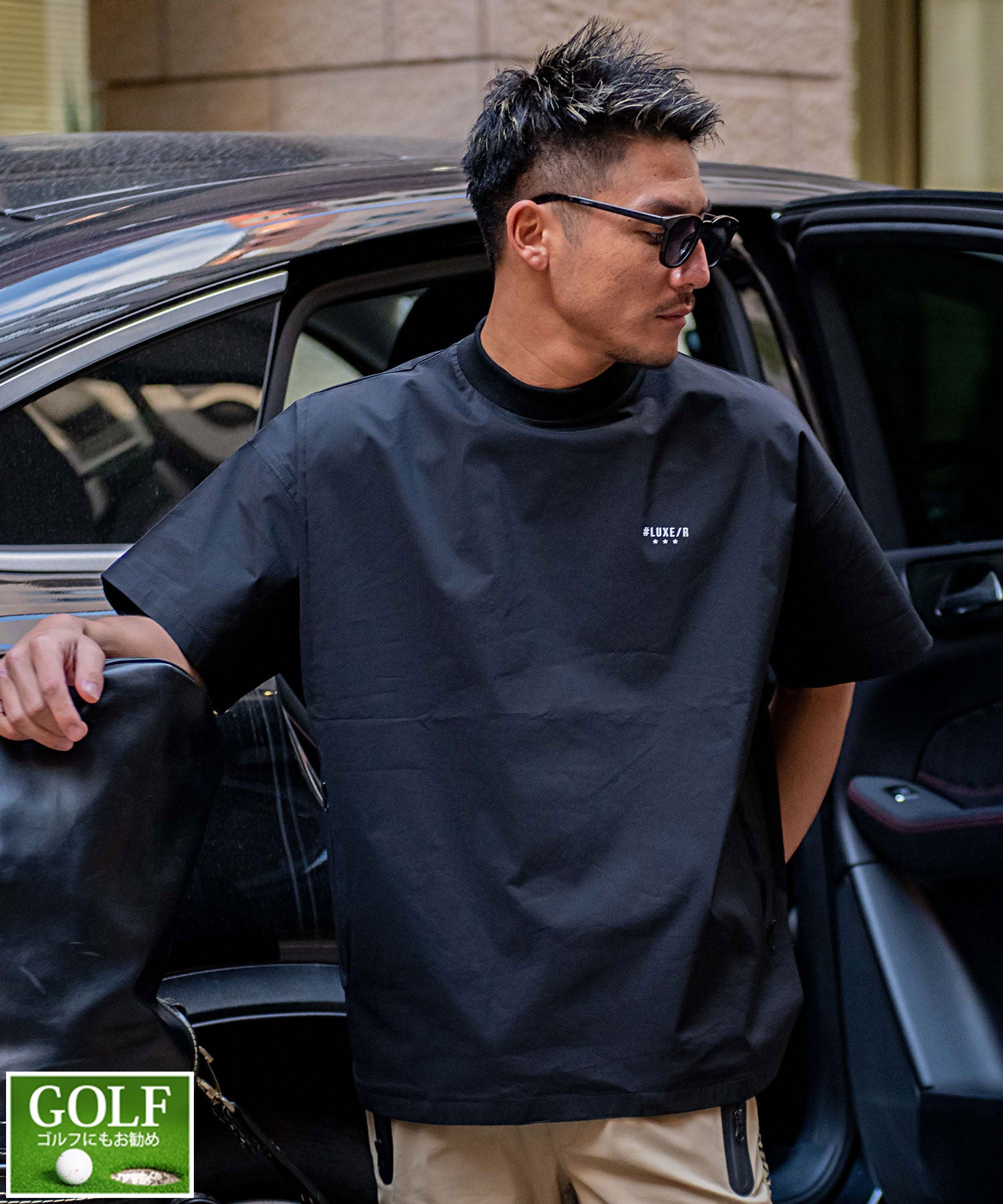 シルバーバレットセレクト SB Select LUXE/R ストレッチナイロンモックネック半袖シャツ ゴルフ 止水 （4-4(BLK/ブラック)） 4-4(BLK/ブラック)