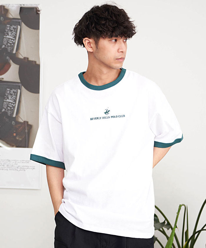 シルバーバレットセレクト SB Select BEVERLY HILLS POLO CLUB 天竺刺繍半袖Tシャツ,91(WHT×GRN/ホワイト×グリーン)