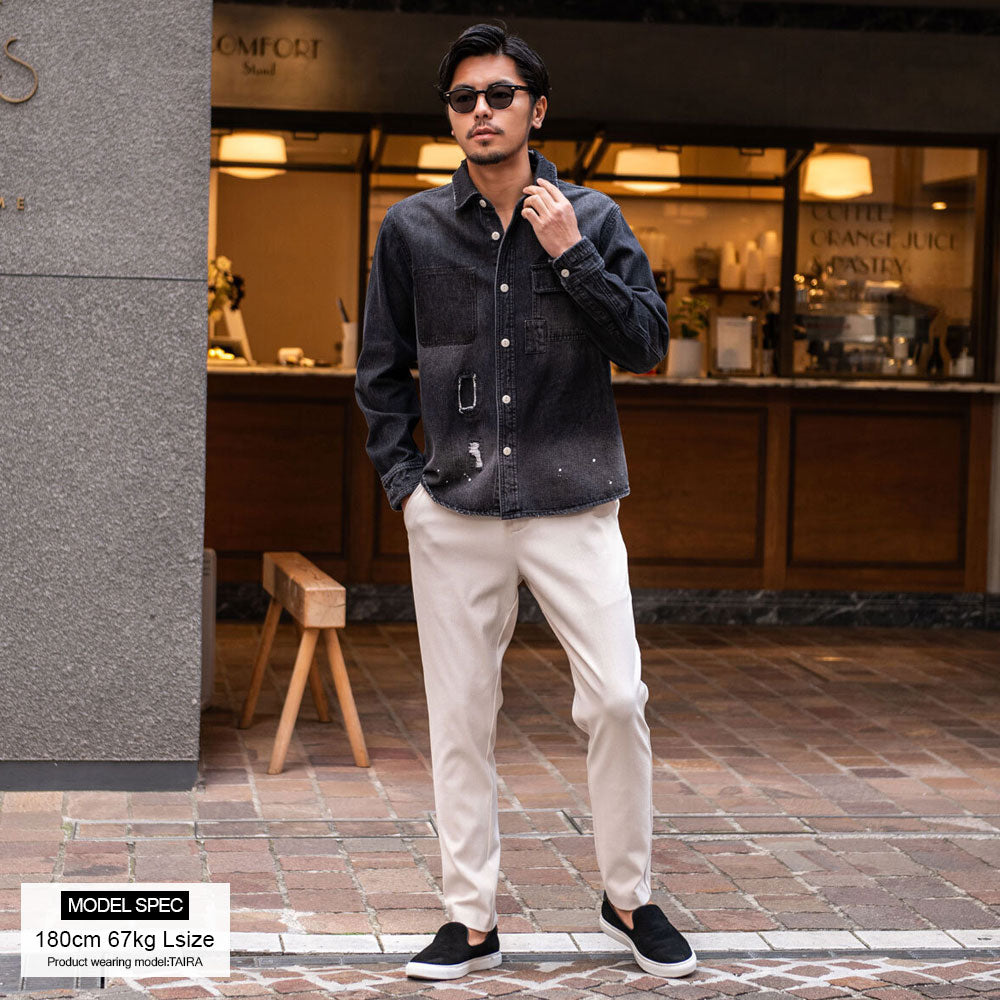 シルバーバレットセレクト SB Select ALCARZA ダメージデニム長袖シャツ （25(BLUE/ブルー)） 25(BLUE/ブルー)