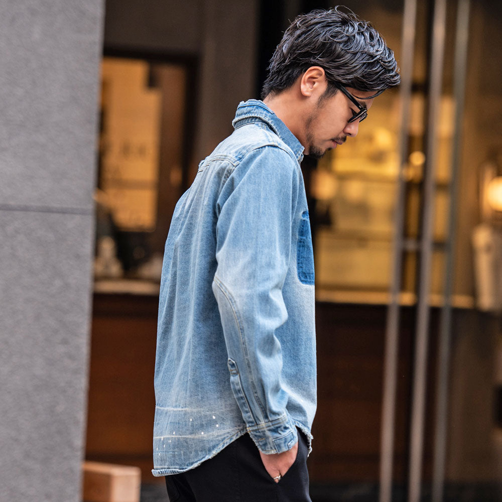 シルバーバレットセレクト SB Select ALCARZA ダメージデニム長袖シャツ （25(BLUE/ブルー)） 25(BLUE/ブルー)
