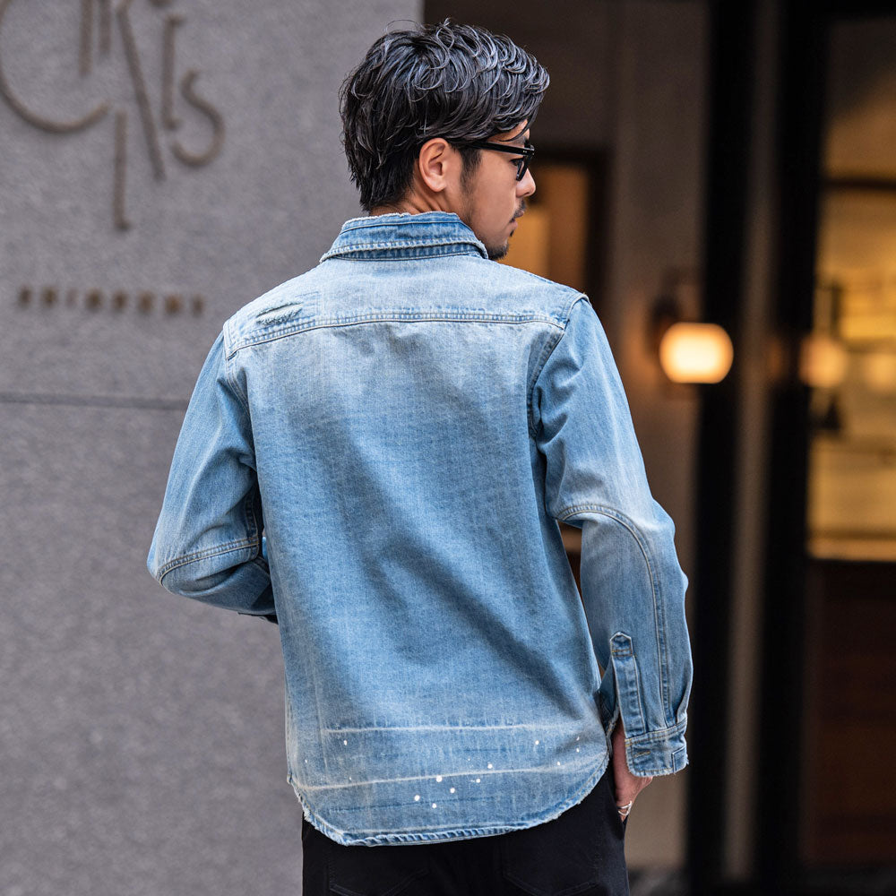 シルバーバレットセレクト SB Select ALCARZA ダメージデニム長袖シャツ （25(BLUE/ブルー)） 25(BLUE/ブルー)