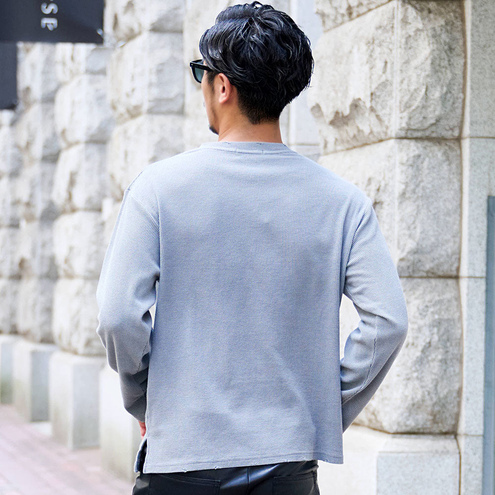 シルバーバレットセレクト SB Select SB select ヴィンテージ風クロス刺繍ワッフルダメージロンT （3(GRY/グレー)） 3(GRY/グレー)