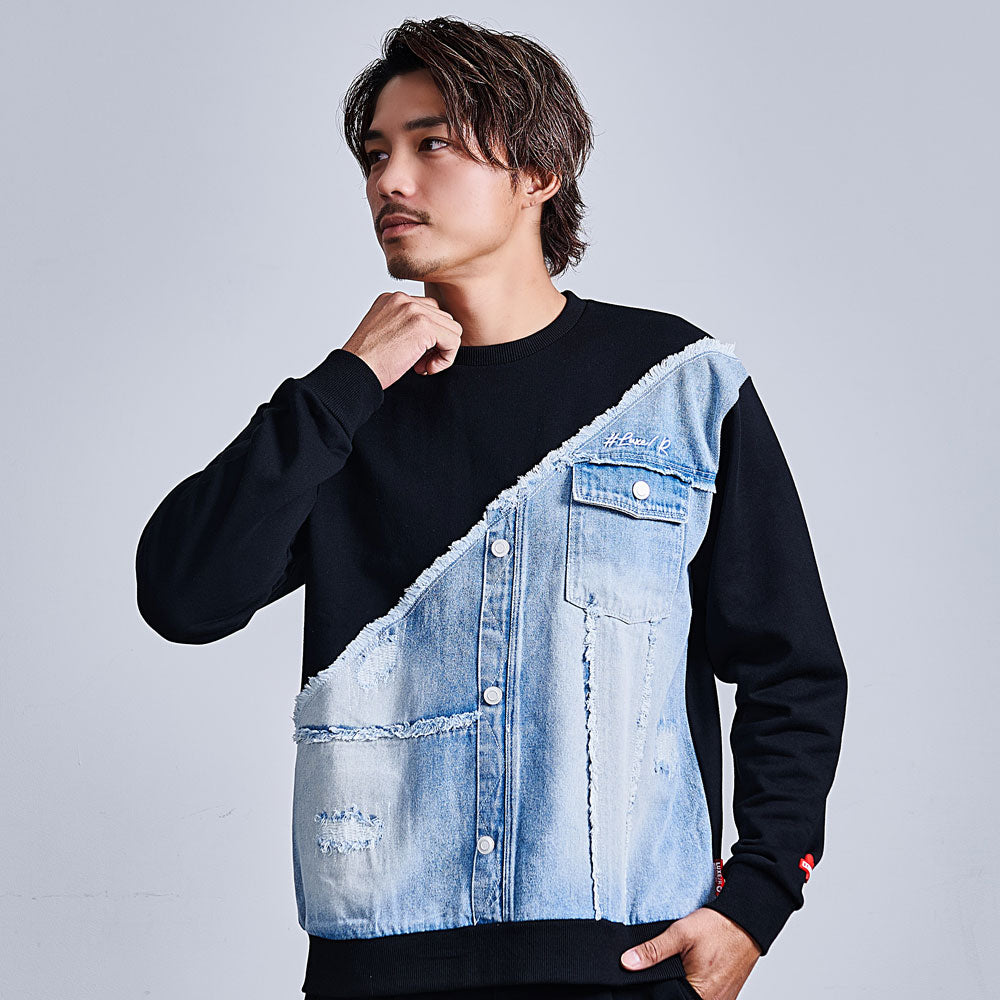 シルバーバレットセレクト SB Select LUXE/R デニム切り替えトレーナー （2-1(WHT/ホワイト)） 2-1(WHT/ホワイト)