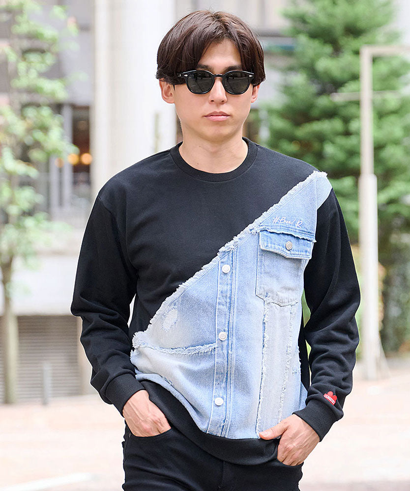 シルバーバレットセレクト SB Select LUXE/R デニム切り替えトレーナー （2-2(BLK/ブラック)） 2-2(BLK/ブラック)