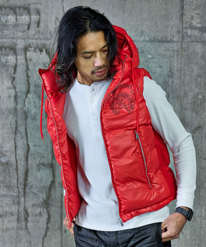 シルバーバレットセレクト SB Select LUXE/R サークル柄ラインストーンフード中綿ベスト （4-2(RED/レッド)） 4-2(RED/レッド)