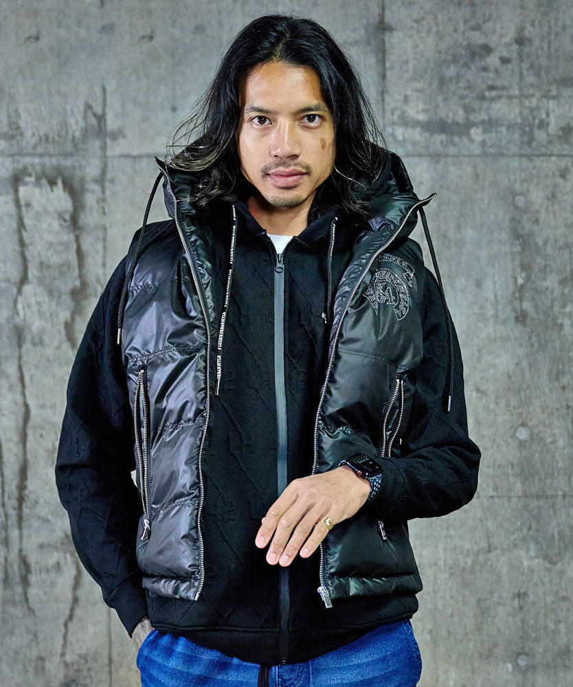 シルバーバレットセレクト SB Select LUXE/R サークル柄ラインストーンフード中綿ベスト （4-3(BLK/ブラック)） 4-3(BLK/ブラック)