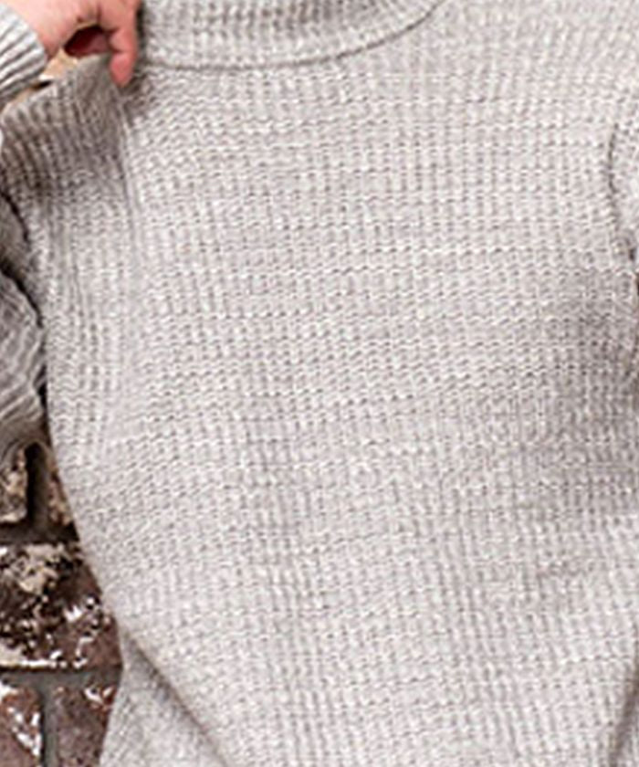 ビッチ VICCI VICCI 畦編みモックネック長袖ニットソー,GRY