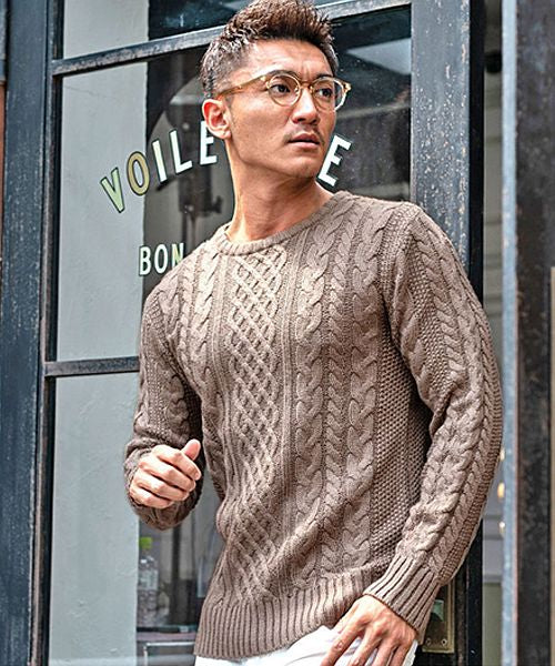 ビッチ Vicci ケーブル編みクルーネック長袖ニットソー （MOCHA(モカ)） MOCHA(モカ)
