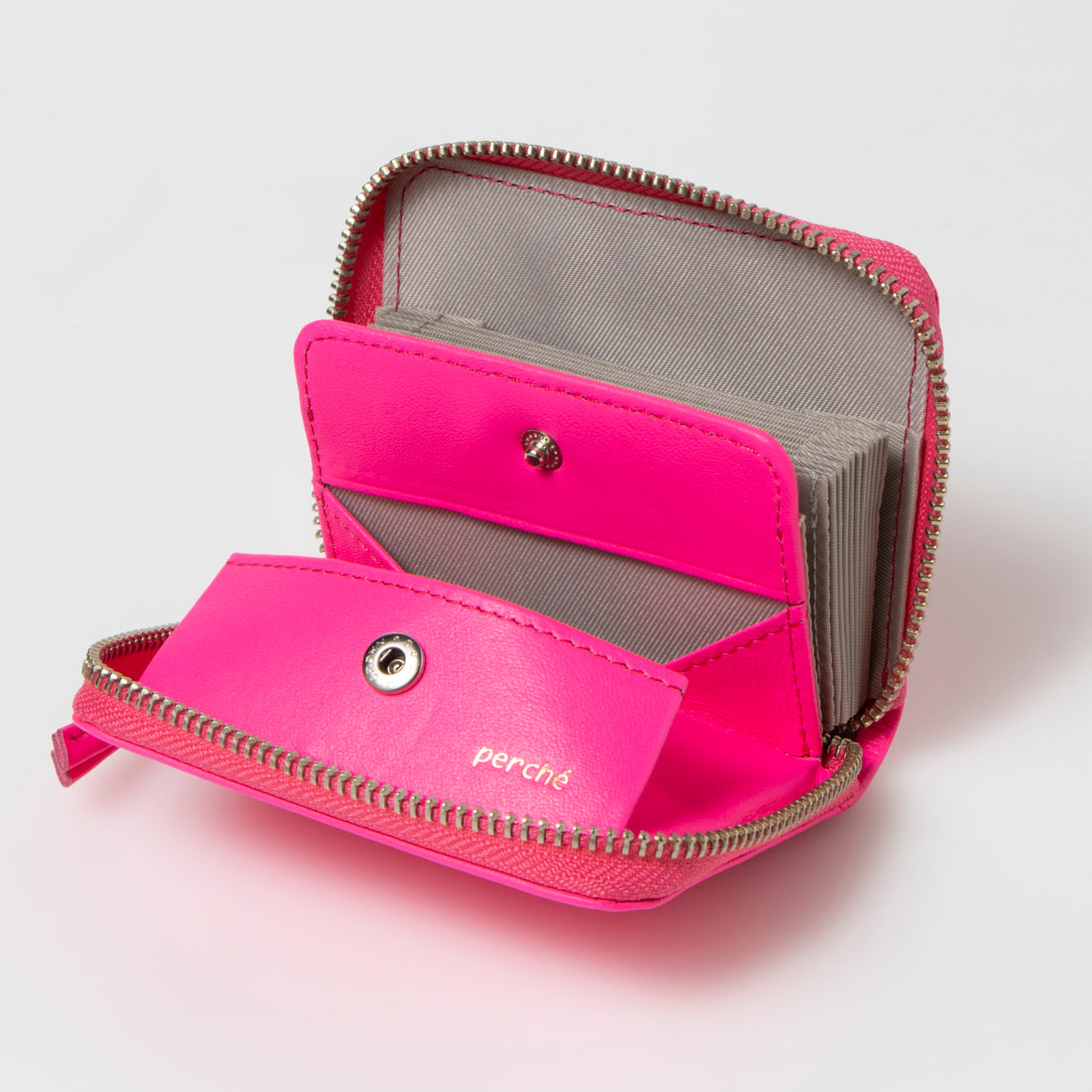 <Long Seller> Perche Fluorescent Leather Strap Wallet with Accordion Card Holder