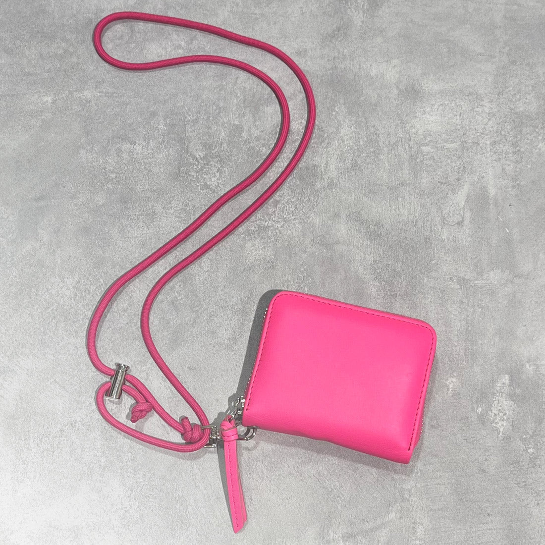 <Long Seller> Perche Fluorescent Leather Strap Wallet with Accordion Card Holder