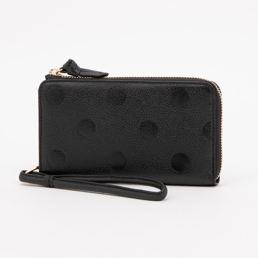ペルケ perche ドット型押しL字ロングストラップウォレット （BK） BK