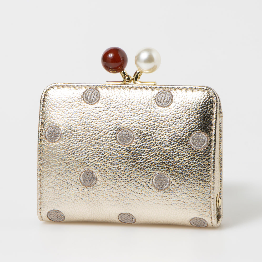 ＜ロングセラー＞ペルケ perche アクリル玉ドット刺繍・ジャバラカードウォレット