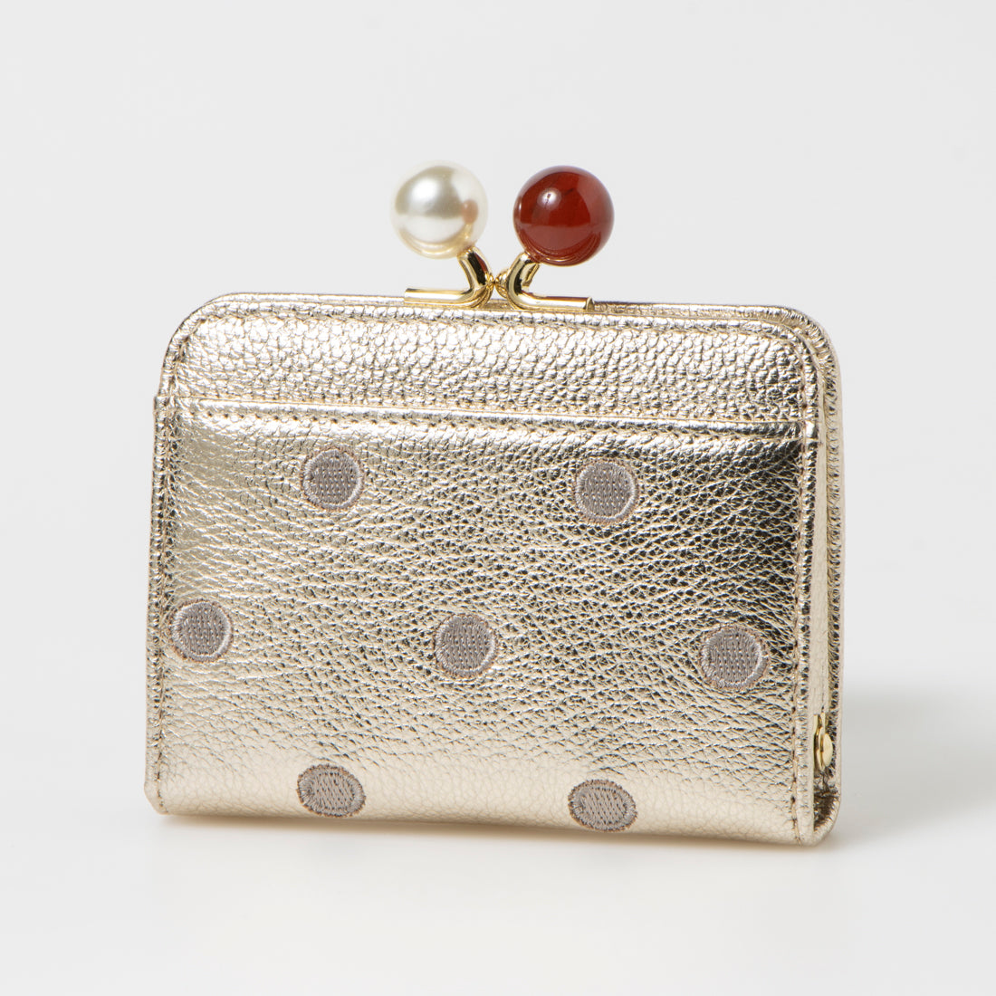 ＜ロングセラー＞ペルケ perche アクリル玉ドット刺繍・ジャバラカードウォレット