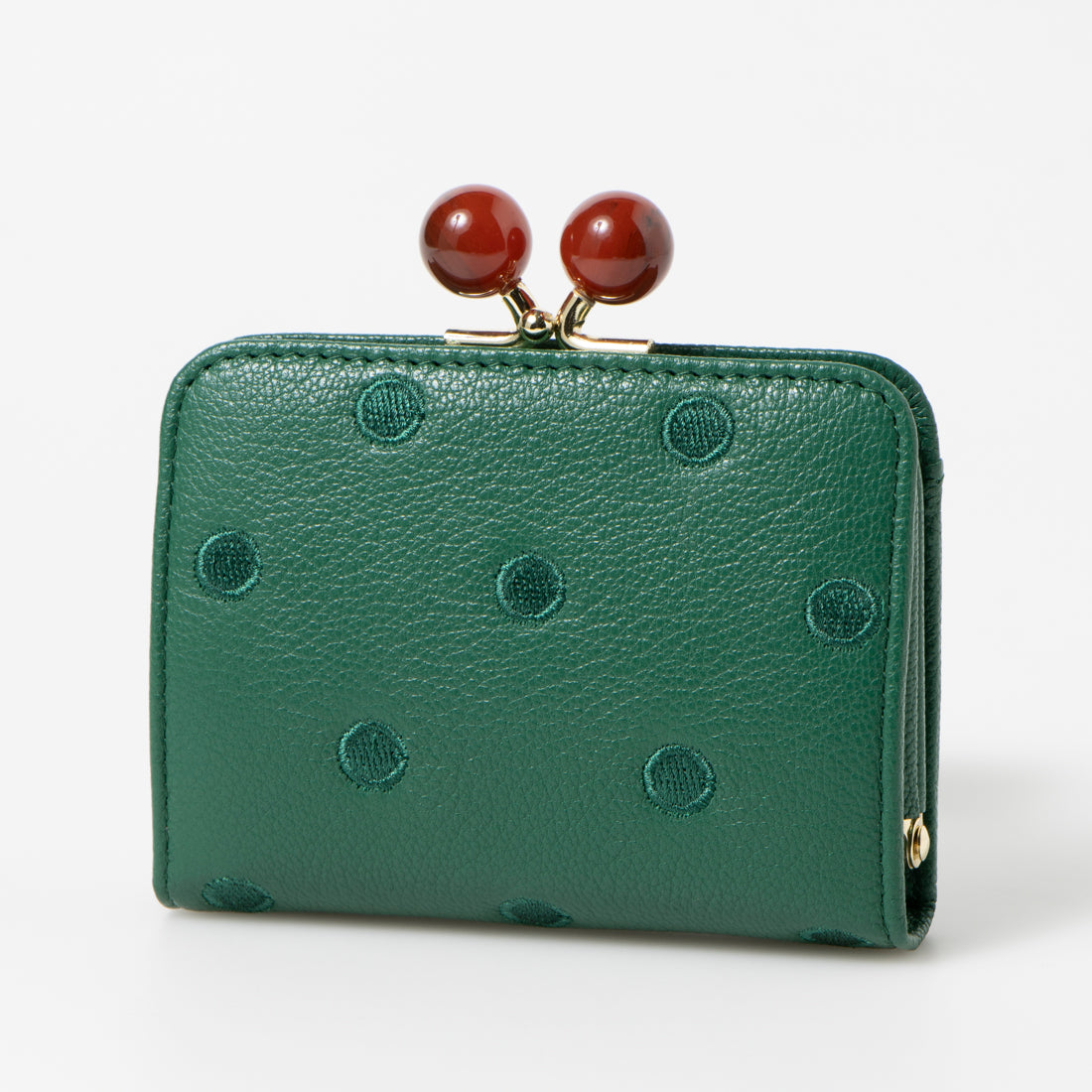 ＜ロングセラー＞ペルケ perche アクリル玉ドット刺繍・ジャバラカードウォレット