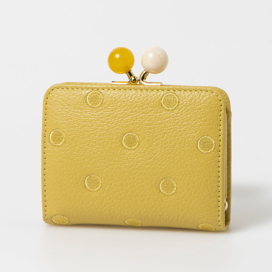 ＜ロングセラー＞ペルケ perche アクリル玉ドット刺繍・ジャバラカードウォレット