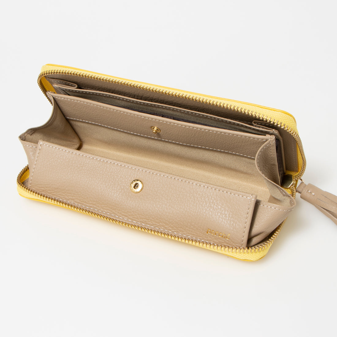 ＜ロングセラー＞ペルケ perche ドット型押し・ジャバラカード長財布 （YE） YE