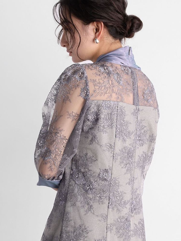 Petirobe Kaene Lame Embroidered Ribbon Dress