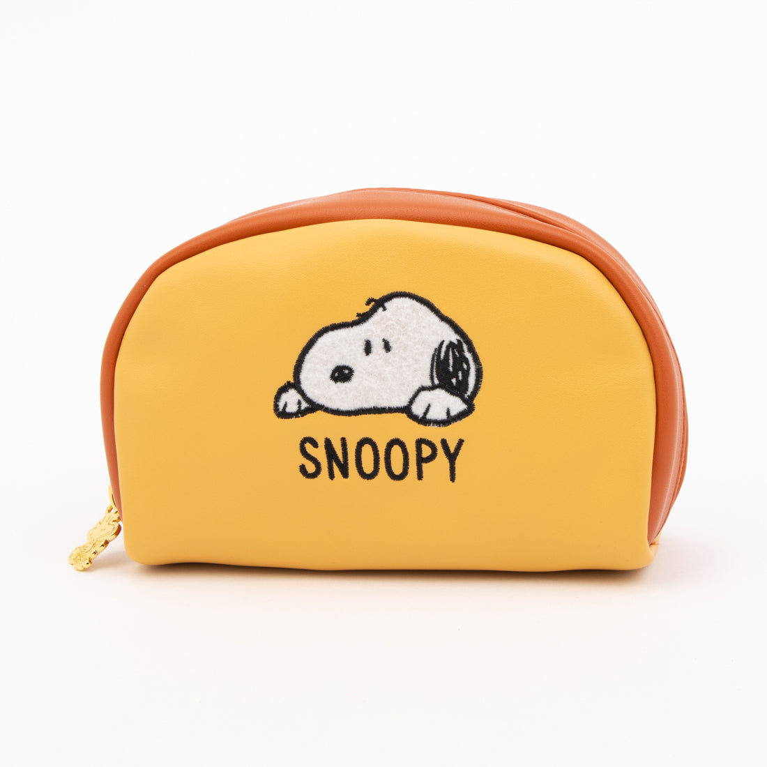 ピーナッツ PEANUTS スヌーピー ふわふわ刺繍 コスメポーチ 半月型（イエロー） イエロー