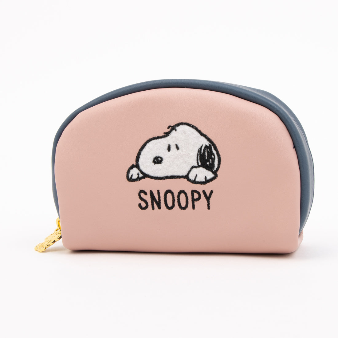 ピーナッツ PEANUTS スヌーピー ふわふわ刺繍 コスメポーチ 半月型（ピンク） ピンク