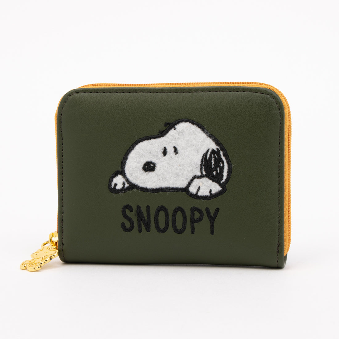 ピーナッツ PEANUTS スヌーピー ふわふわ刺繍 ラウンドファスナー 小銭入れ （グリーン） グリーン