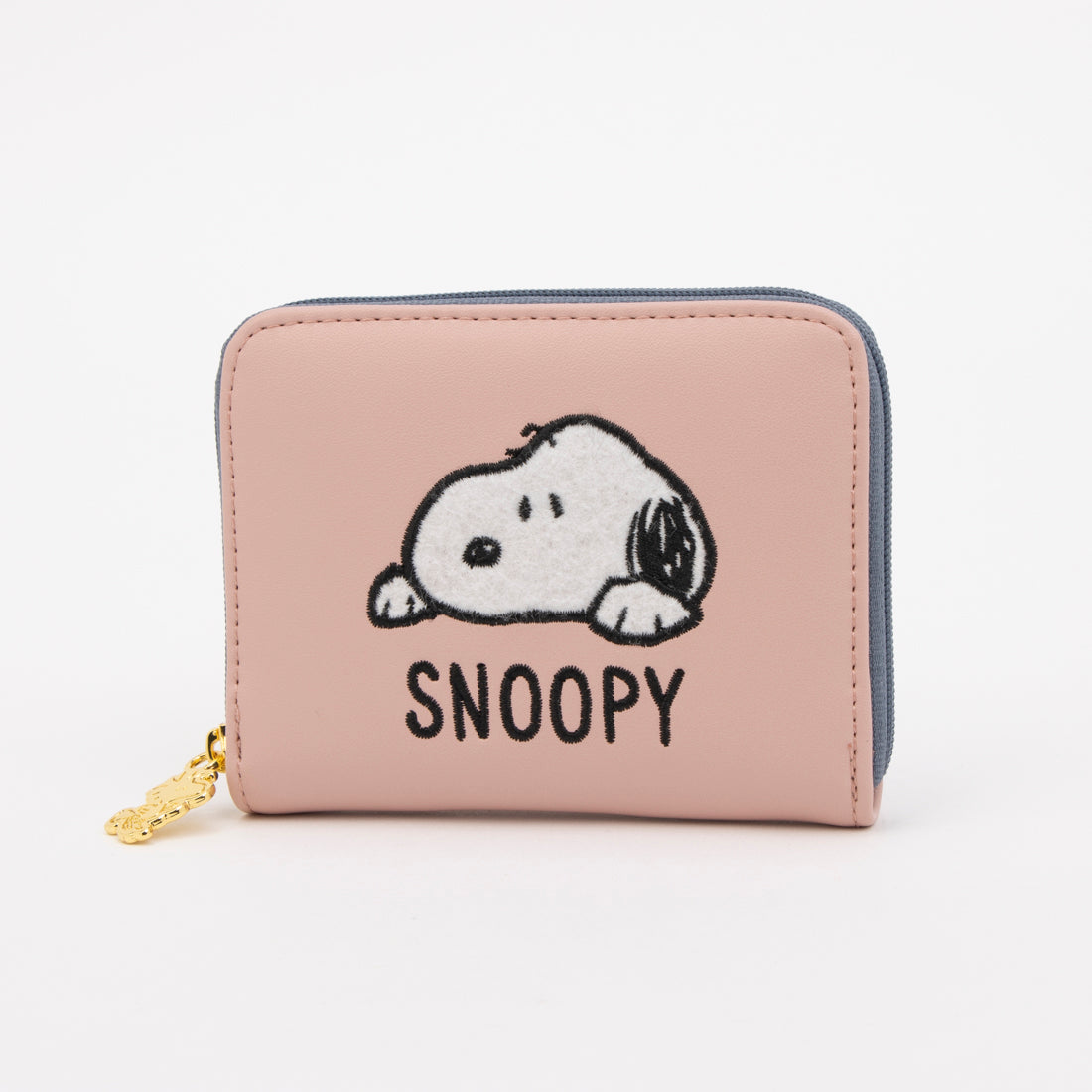 ピーナッツ PEANUTS スヌーピー ふわふわ刺繍 ラウンドファスナー 小銭入れ（ピンク） ピンク