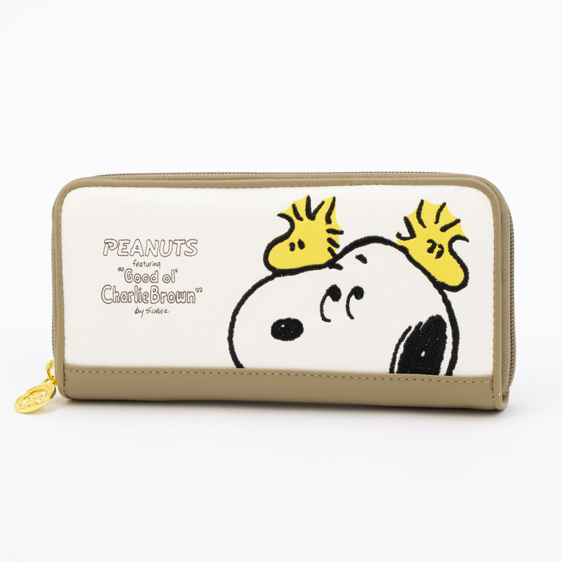 ピーナッツ PEANUTS スヌーピー ひょっこり刺繍 長財布（ベージュ） ベージュ