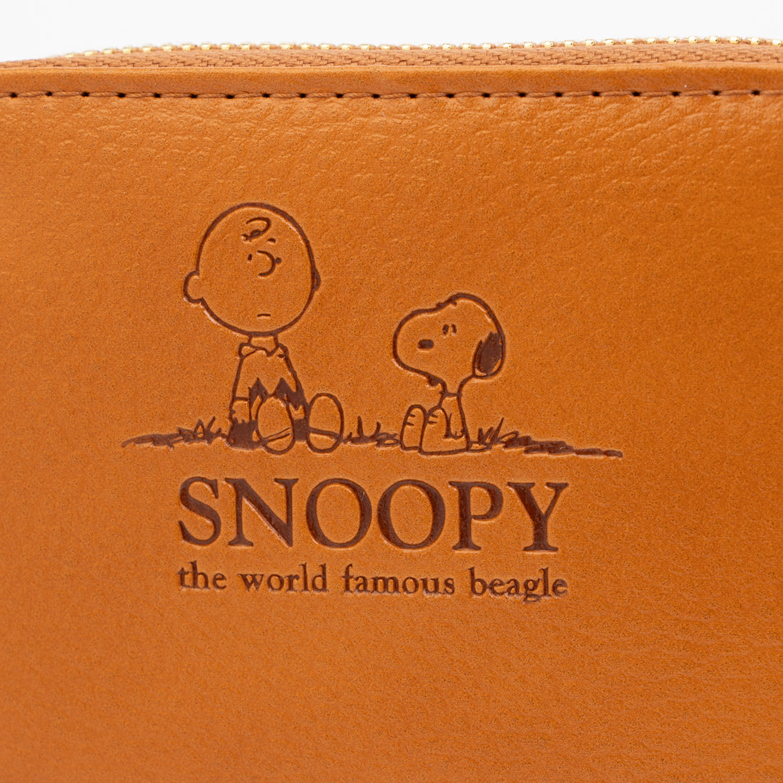 ピーナッツ PEANUTS スヌーピー 型押し ラウンドファスナー 小銭入れ（キャメル） キャメル